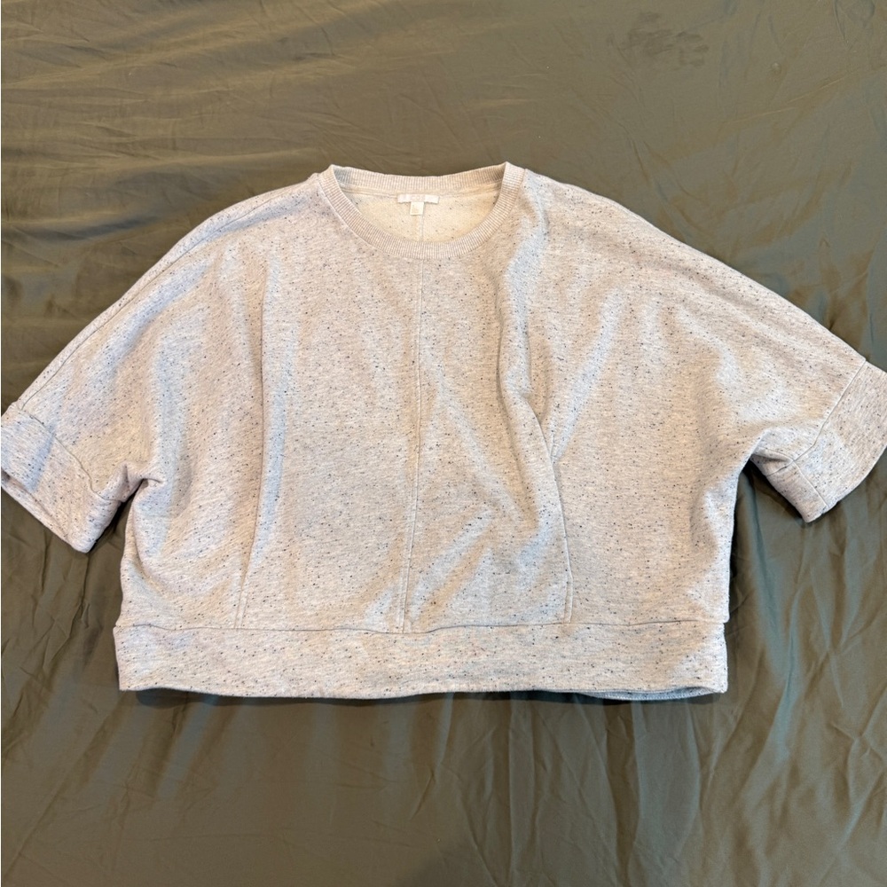 COS Oversized Heather Grey Sweatshirt Top Short Sleeve with Pockets - Size Small